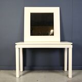 Console française vintage en bois laqué avec miroir, années 1980