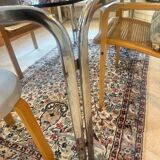 Vintage mid-century chrome and smoked glass table.