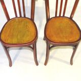 Two Baumann No. 43 bistro chairs from 1950, two-tone
