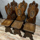 Series of 6 chairs called stepladder Renaissance style in richly carved oak around 1850