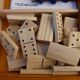 wooden games box: chess - little horses - dominoes - cards