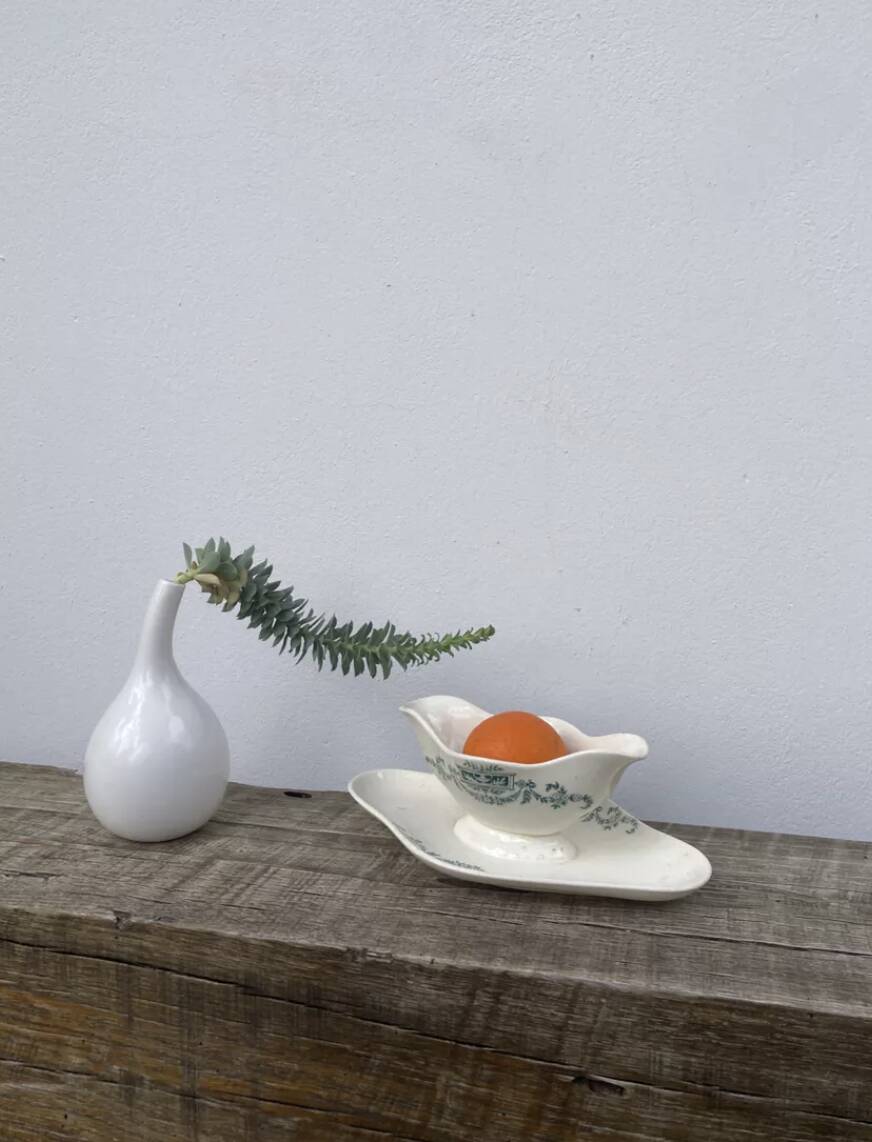 Old iron clay sauceboat