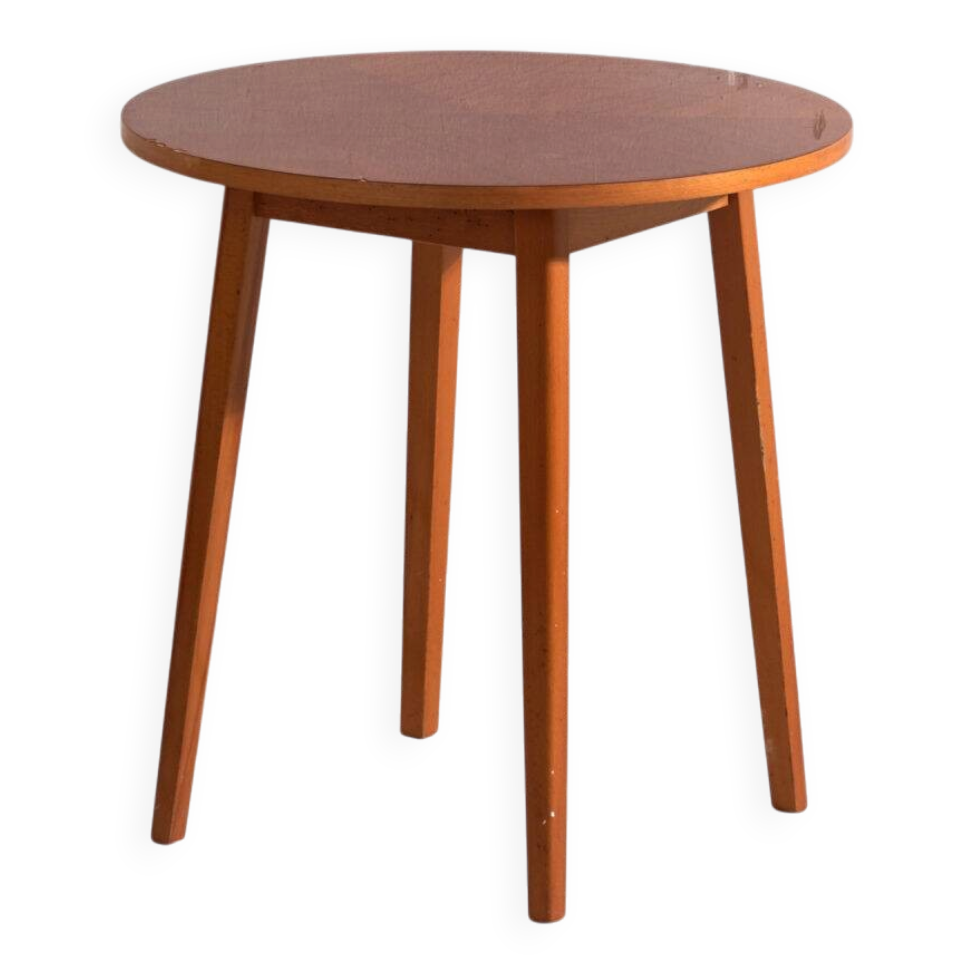 Vintage round side table in teak – Central Europe, circa 1960