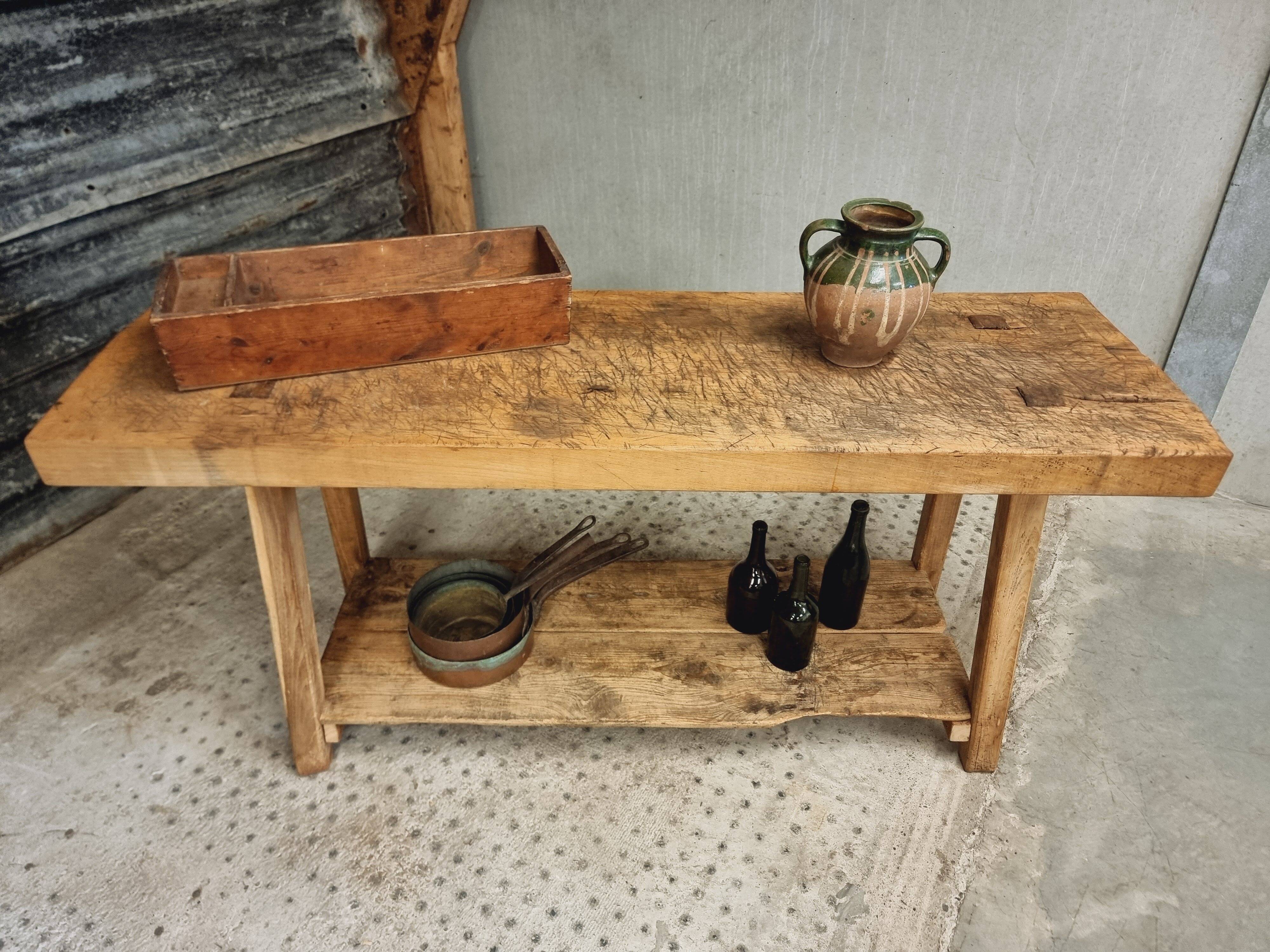 Old workbench side table washbasin furniture 54 x 170 cm