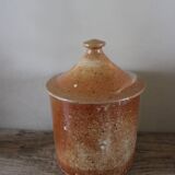 Vintage stoneware vase pot with lid