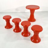 Set of 4 stools and a table model Taormina by Giganplast, 1970.