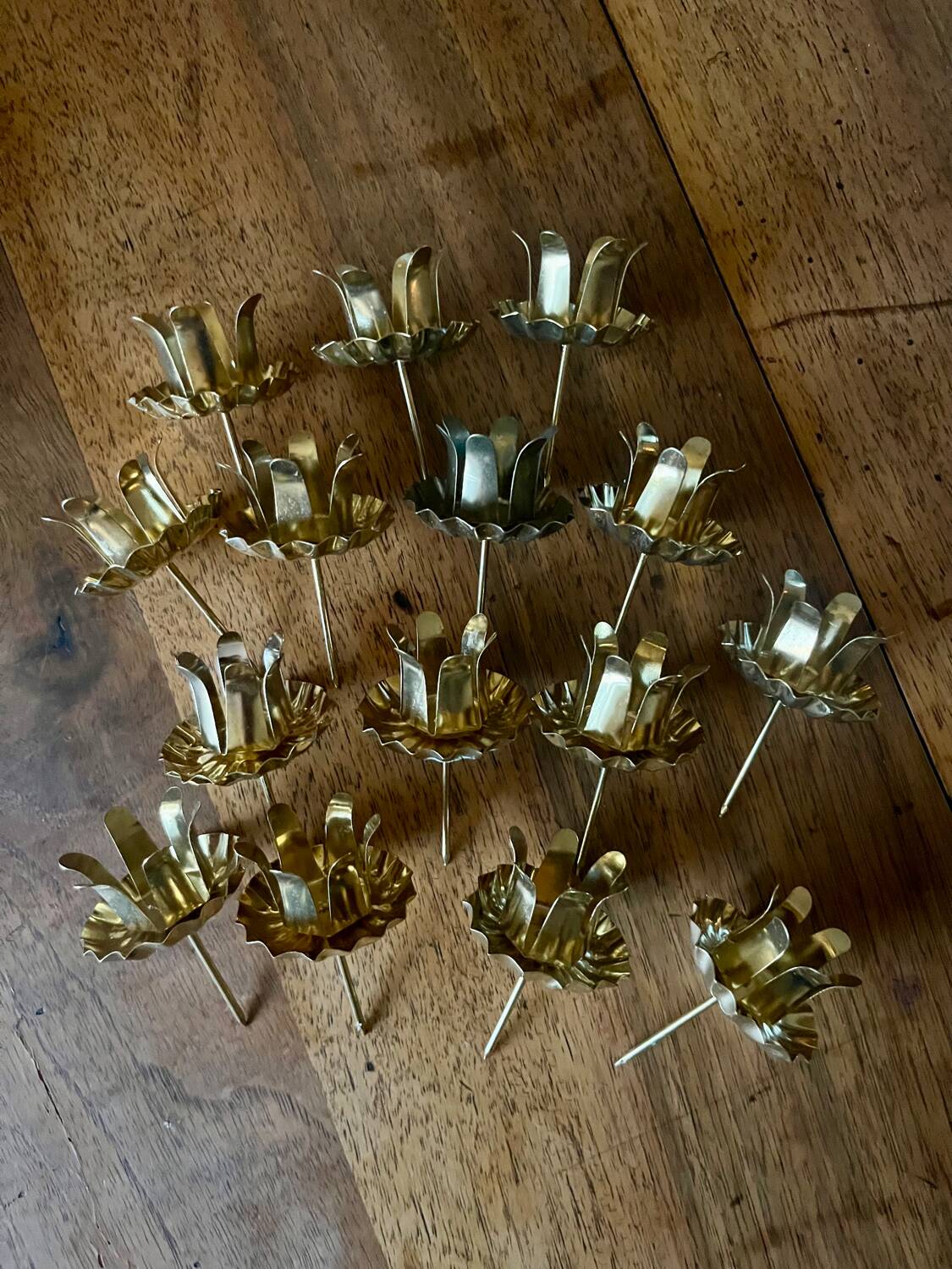 Set of brass candle holders x15
