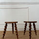 Pair of twisted wooden tripod stools