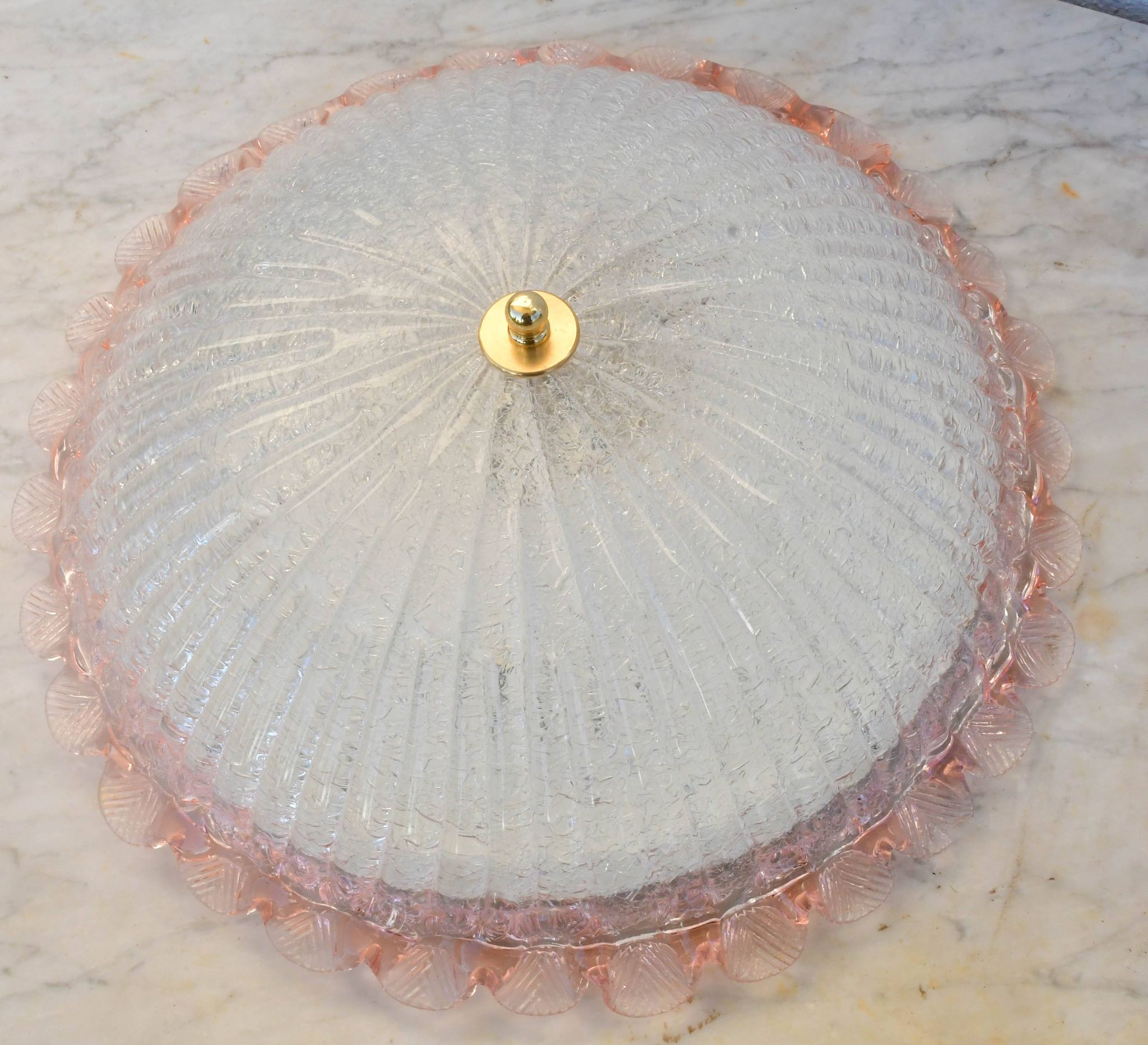 Precious Italian pink Murano glass ceiling fixture, Murano, 1970