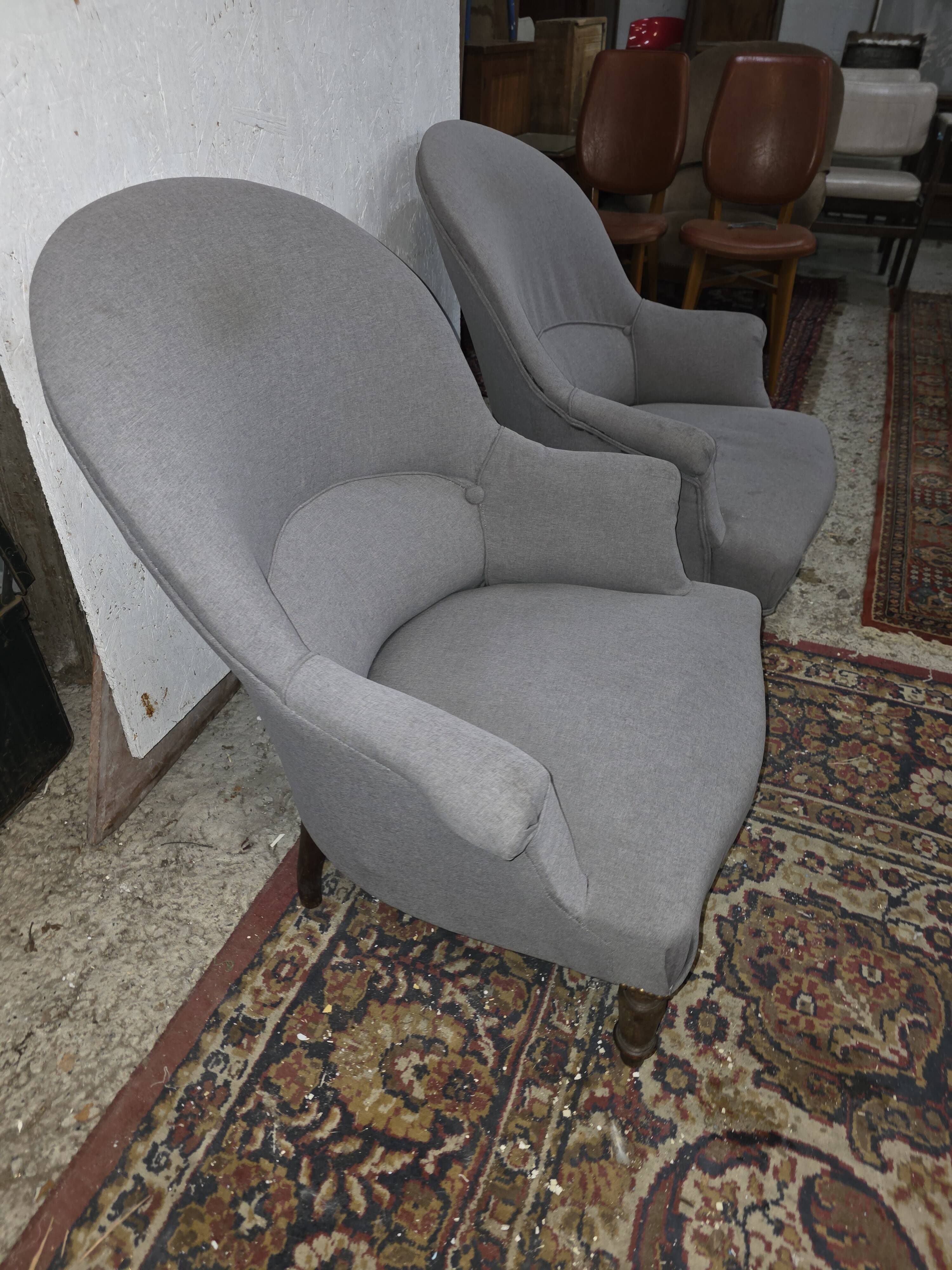 Paire de fauteuils crapaud Napoléon III