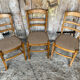 Set of 3 Antique BAUMANN Chairs Wood + Vintage Fabric Cushion Seat
