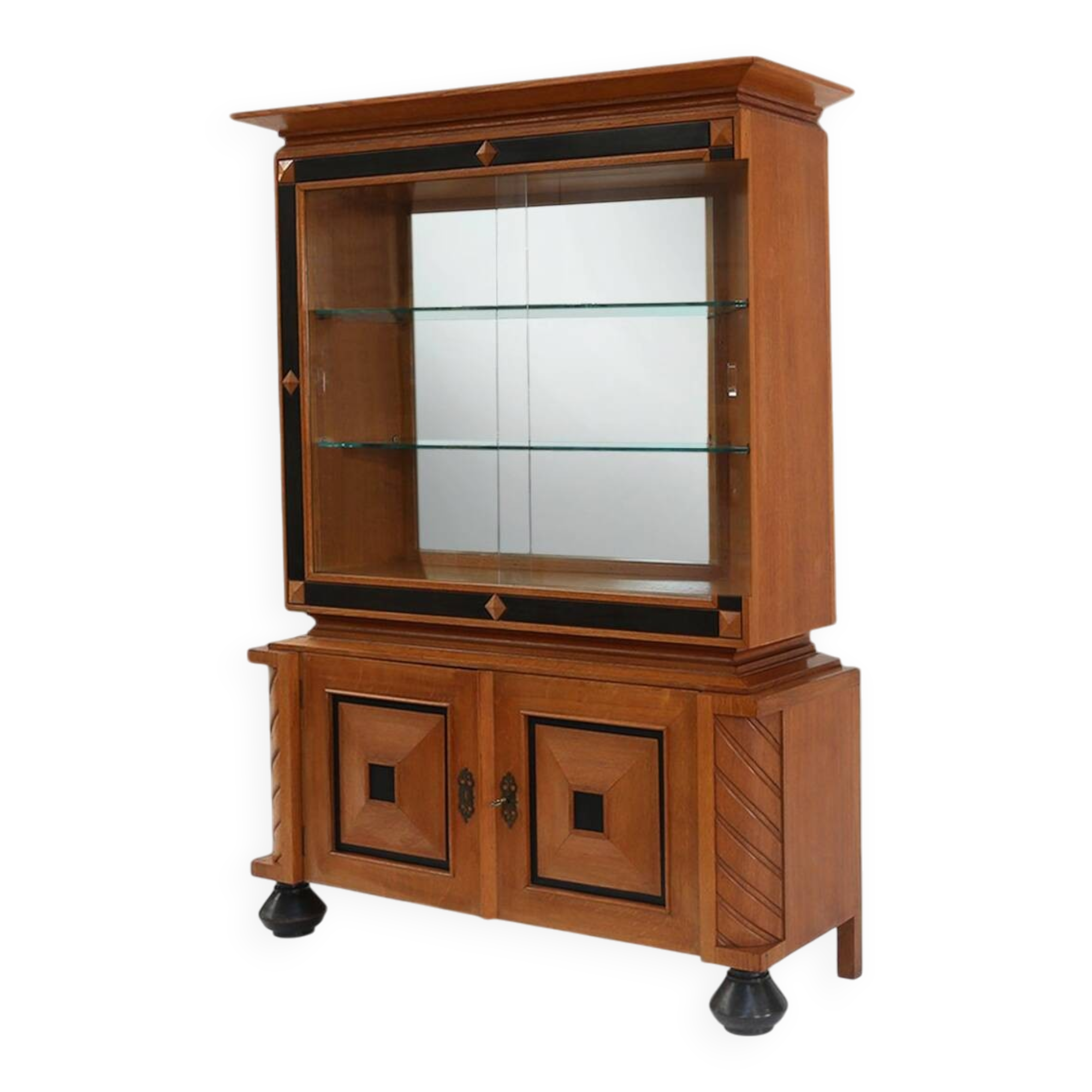 Late Art Deco Display Cabinet in Oak, Belgium 1940s