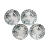 4 dessert plates in iron earth model "Snow" U&C Sarreguemines late nineteenth early twentieth century