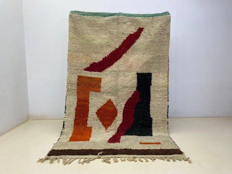 Handmade pure wool rug, size 140 x 260 cm.