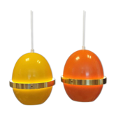 Lampes lyfa space age en métal laqué mince avec un « anneau » de couleur laiton autour