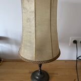 Vintage table lamp, front light, rice paper, pewter base, signed