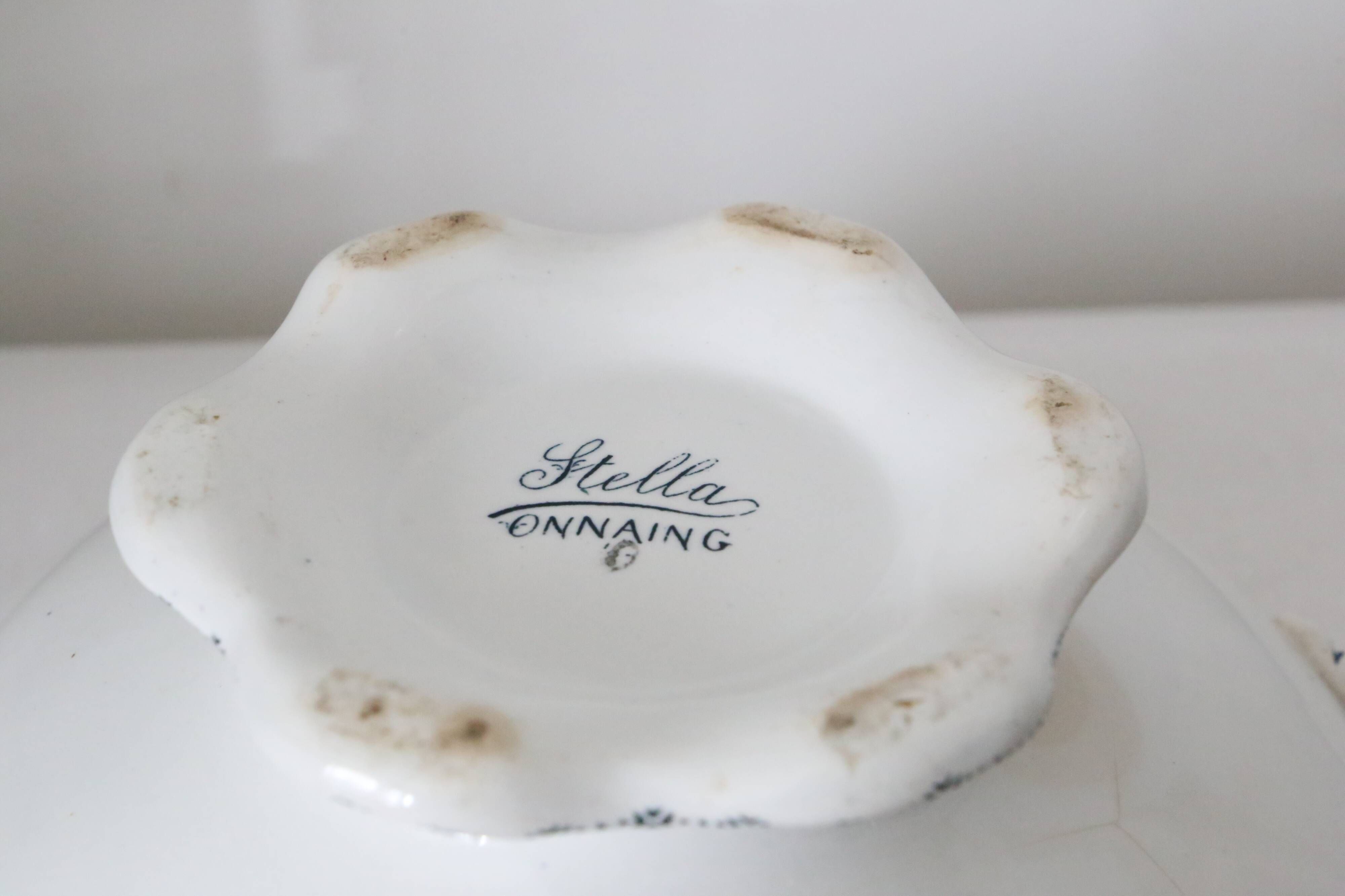 Terre de Fer tureen or salad bowl, Onnaing earthenware, Stella motif, French manufacture
