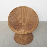 Set of three wicker rattan chairs, 1960s
