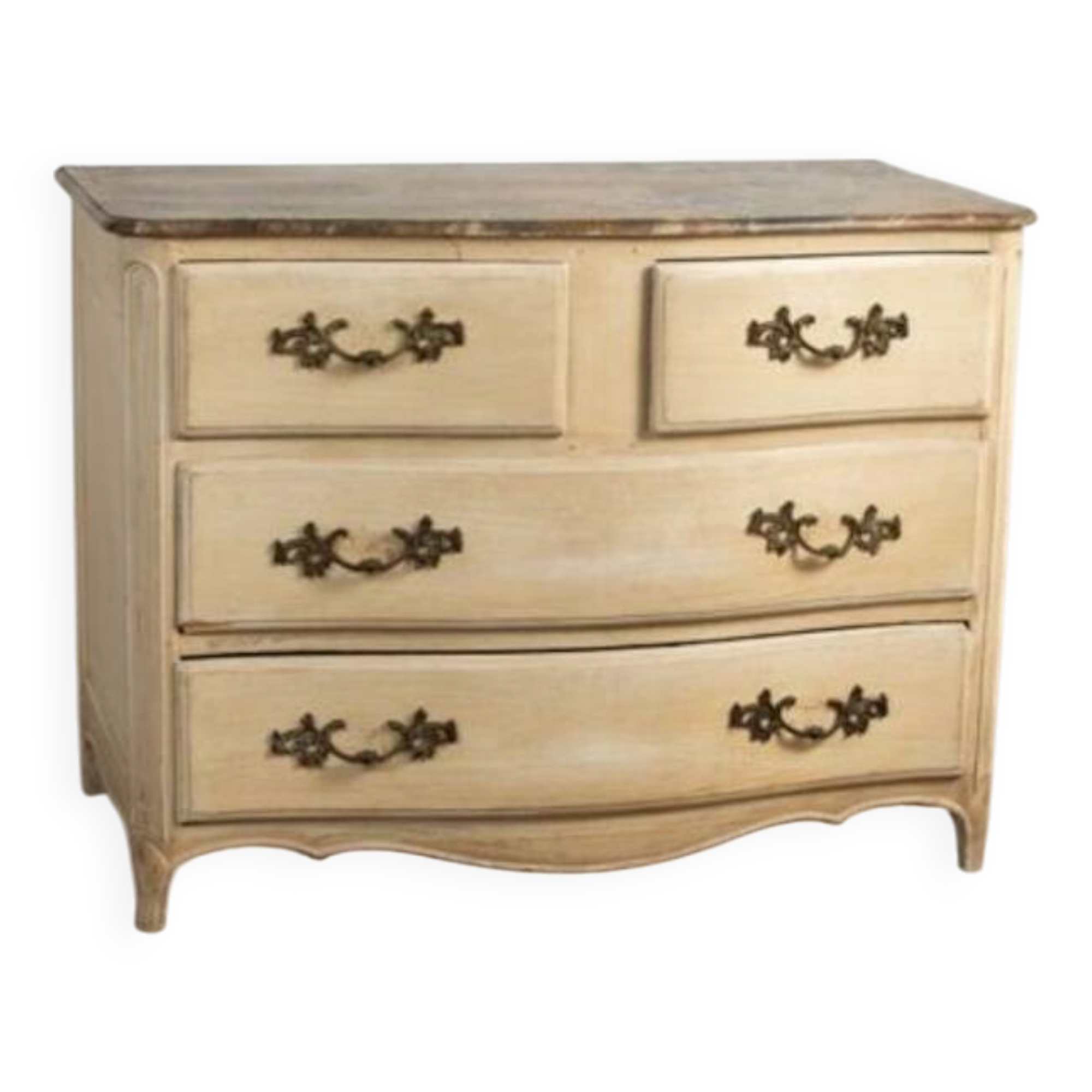 19th century curved chest of drawers with re-engraving