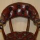 Chesterfield captain's armchair William IV in restored leather with hardwood.