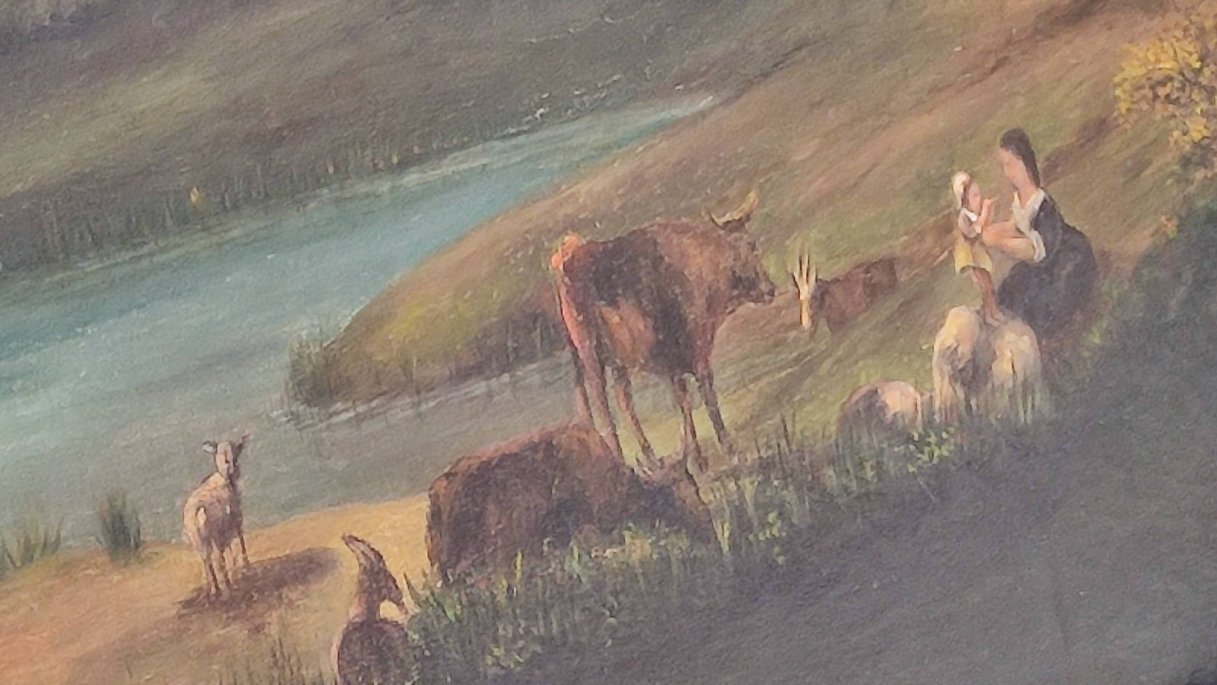 19th century Dutch School "Animated landscape with rural theme"