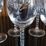 Set of 10 cut crystal liqueur glasses with twisted base and Arques crystal spikes