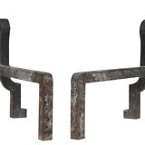 Pair of wrought iron fire dogs