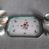 Tray with its 4 vintage cups from the Fives Lille faience factory