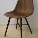 Set of 4 chairs in ABS, wood and metal