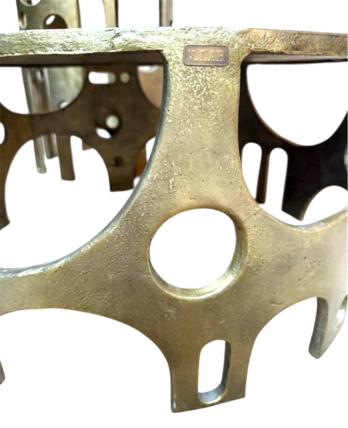 Vlab brutalist console in bronze-finished metal