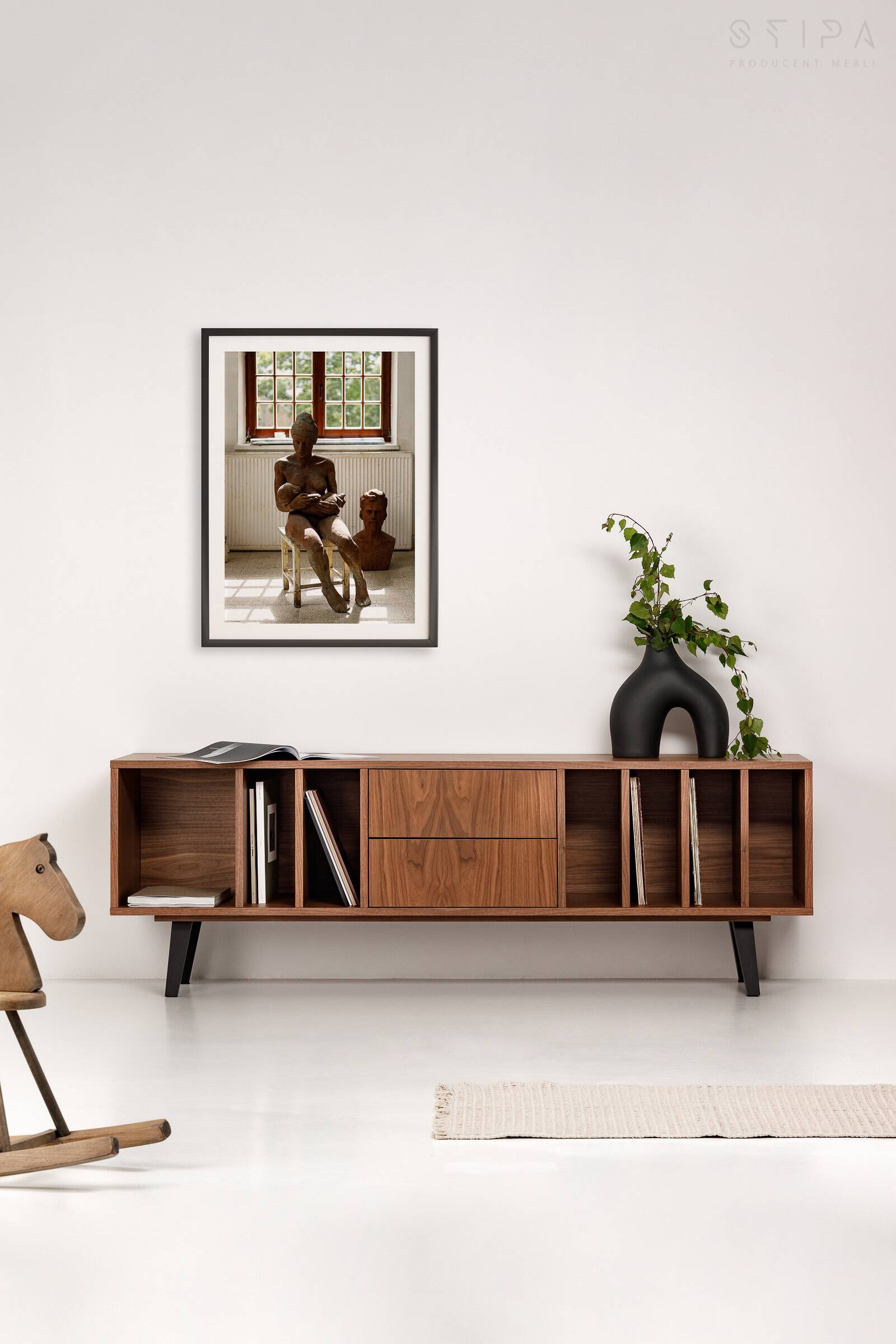 Vinyl Record Storage Cabinet Walnut "Nolana"