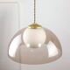 Space-age italian brass, opaline and plexiglass pendant lamp