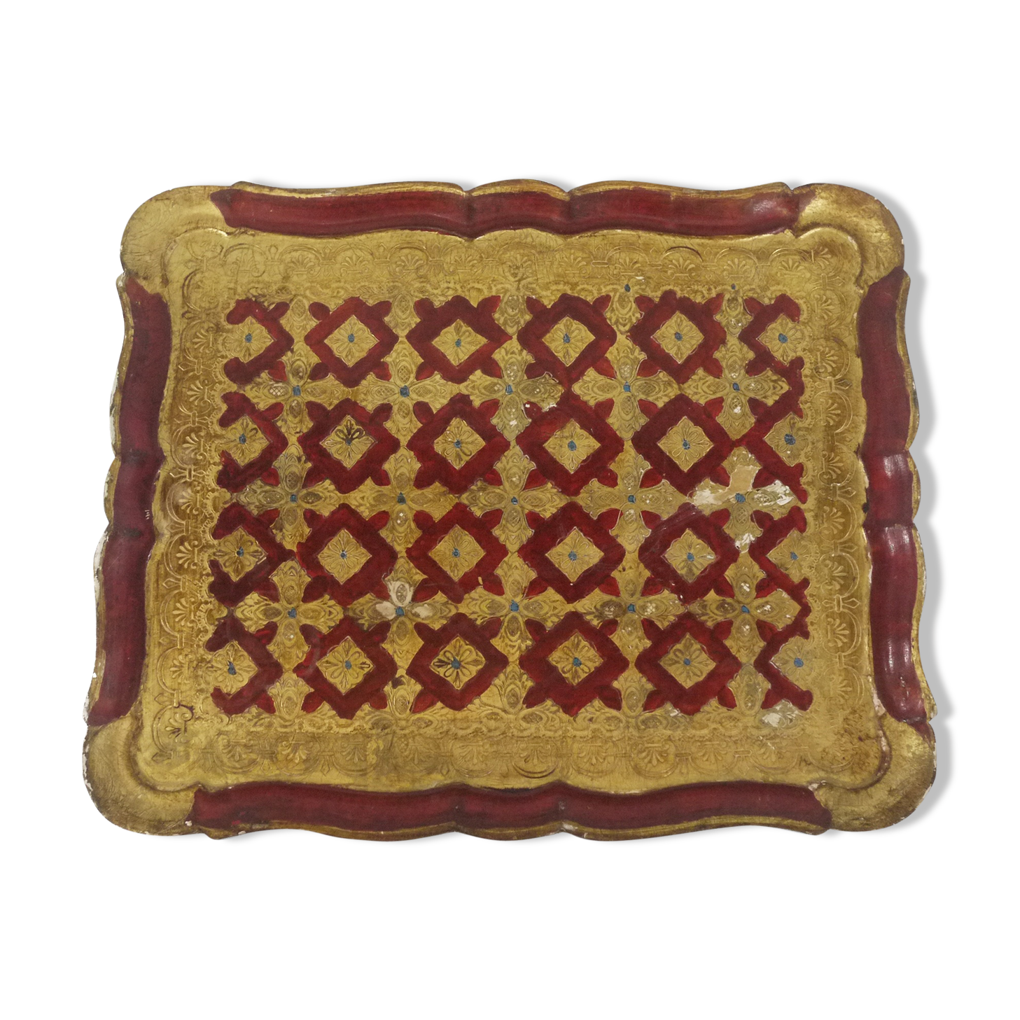 Tray florentine style checkered pattern