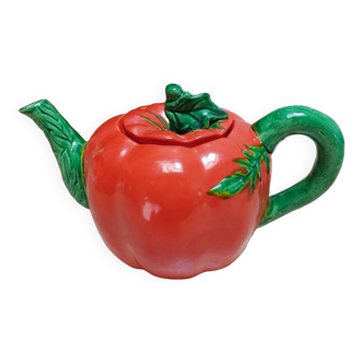 Théière forme tomate barbotine
