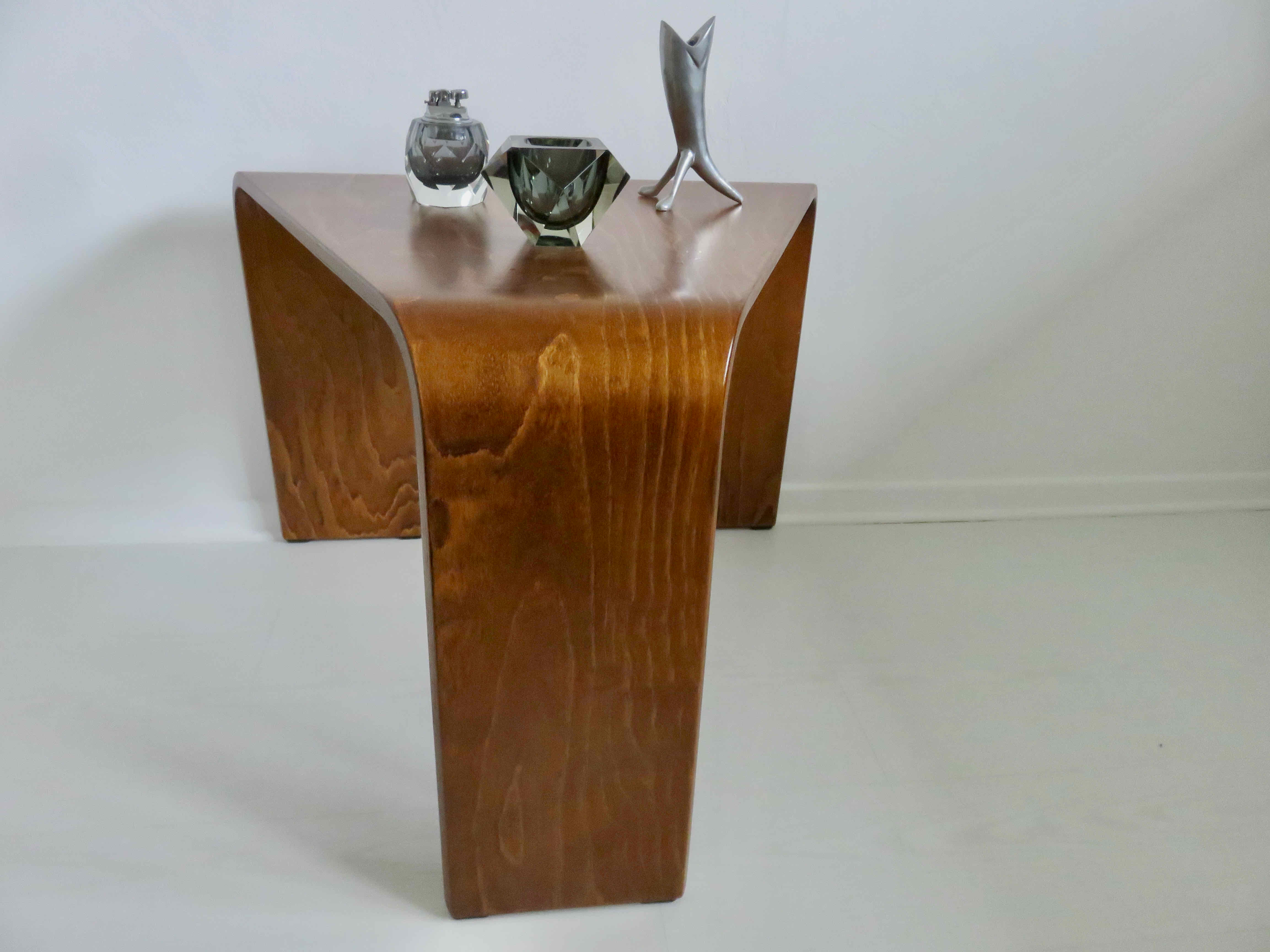 Scandinavian coffee table in curved wood 1970