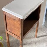 Vintage wood and white bedside table