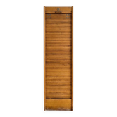 Antique oak filing cabinet with curtains