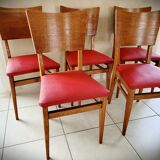 Lot de 5 chaises en chêne clair assise vinyle