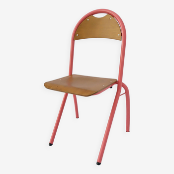 chair tubular structure wooden seat and back