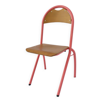 chair tubular structure wooden seat and back