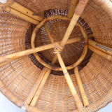 Mushroom table in rattan and glass