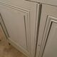 Antique vintage two-door sideboard in cloud gray