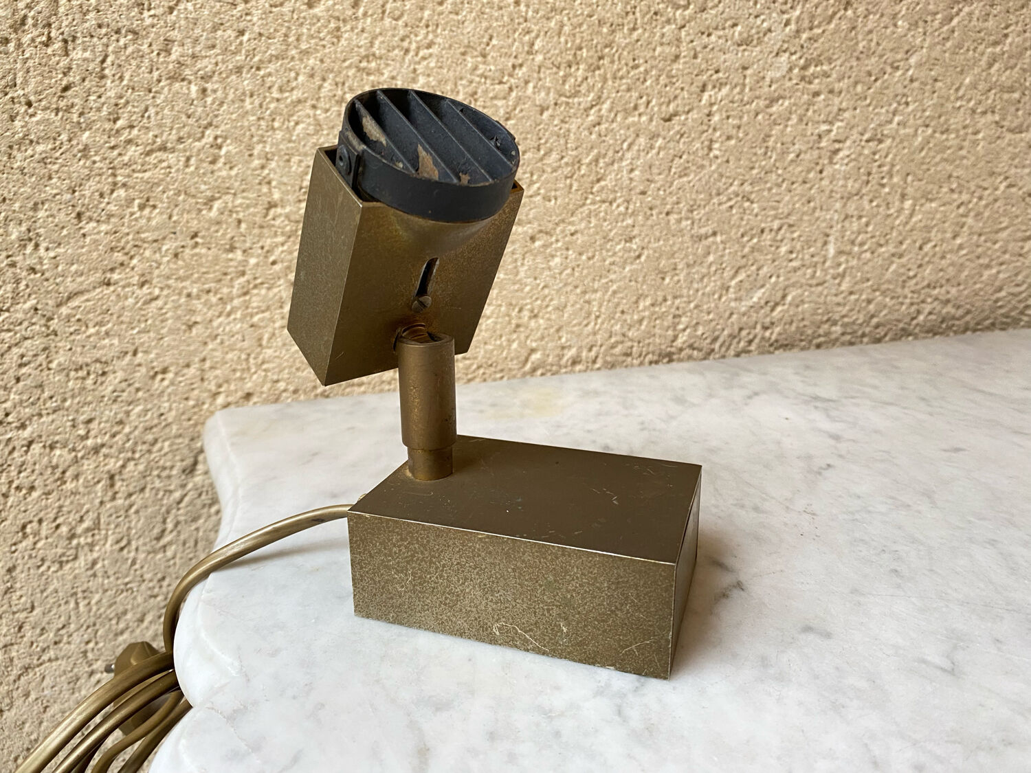 Halogen spot lamp solid brass modernist vintage design 70s