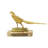Art Deco Statue Pheasant Sculpture Gilded Bronze Marble 1920s