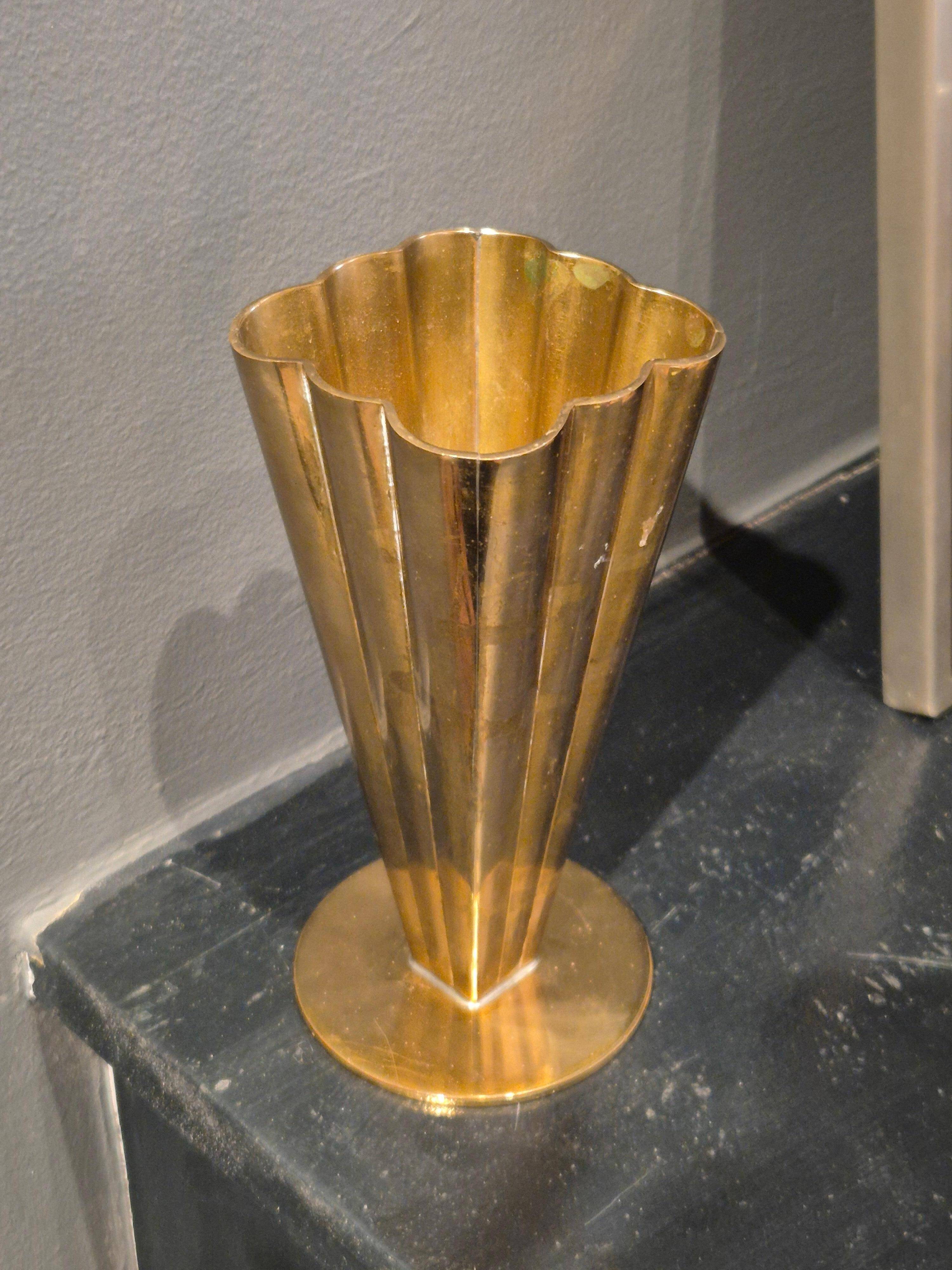 Ystad Metall, brass vase model 5317-77, modern Scandinavian / mid-20th century