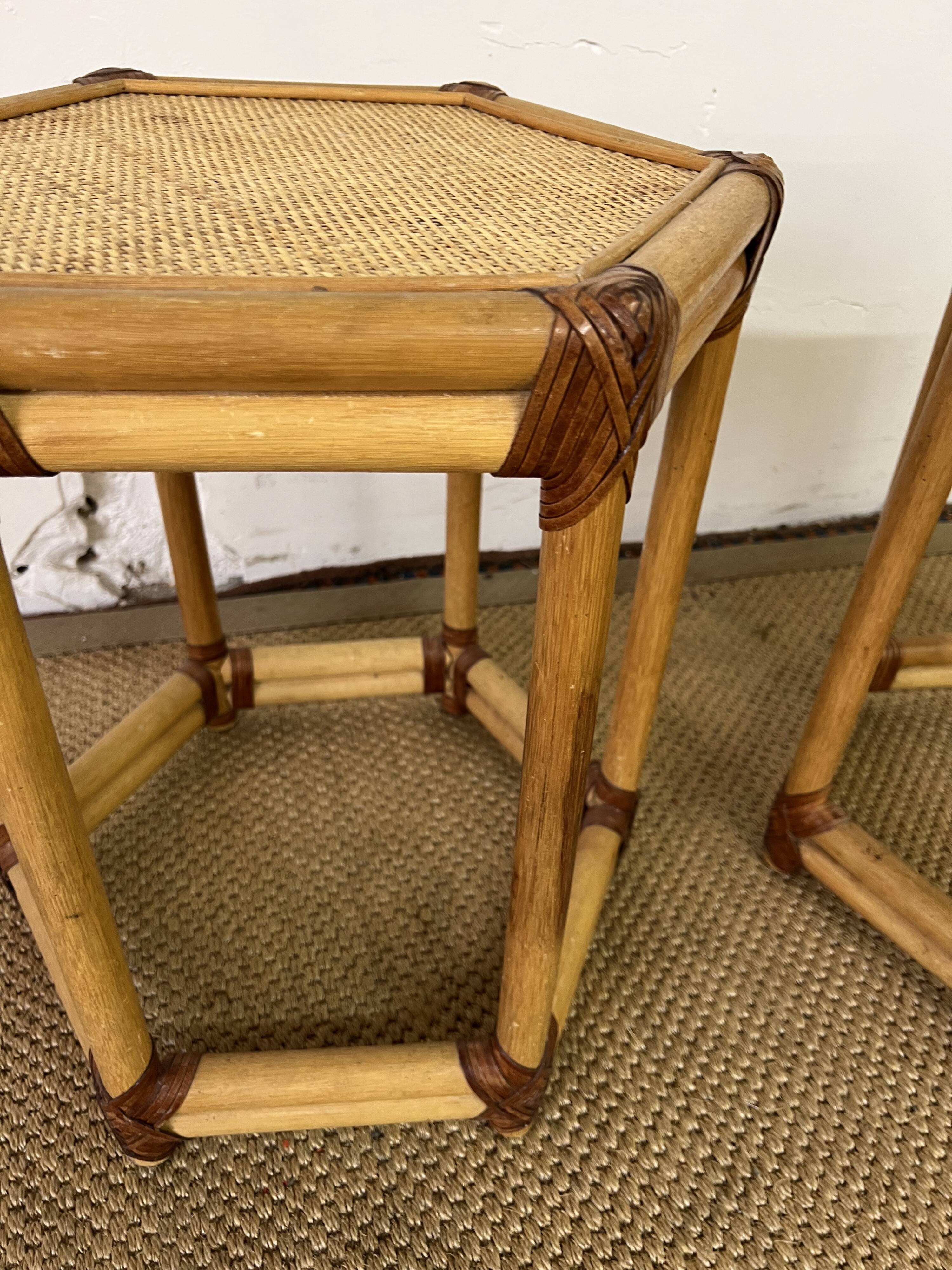 Pair of rattan bedside tables or end tables