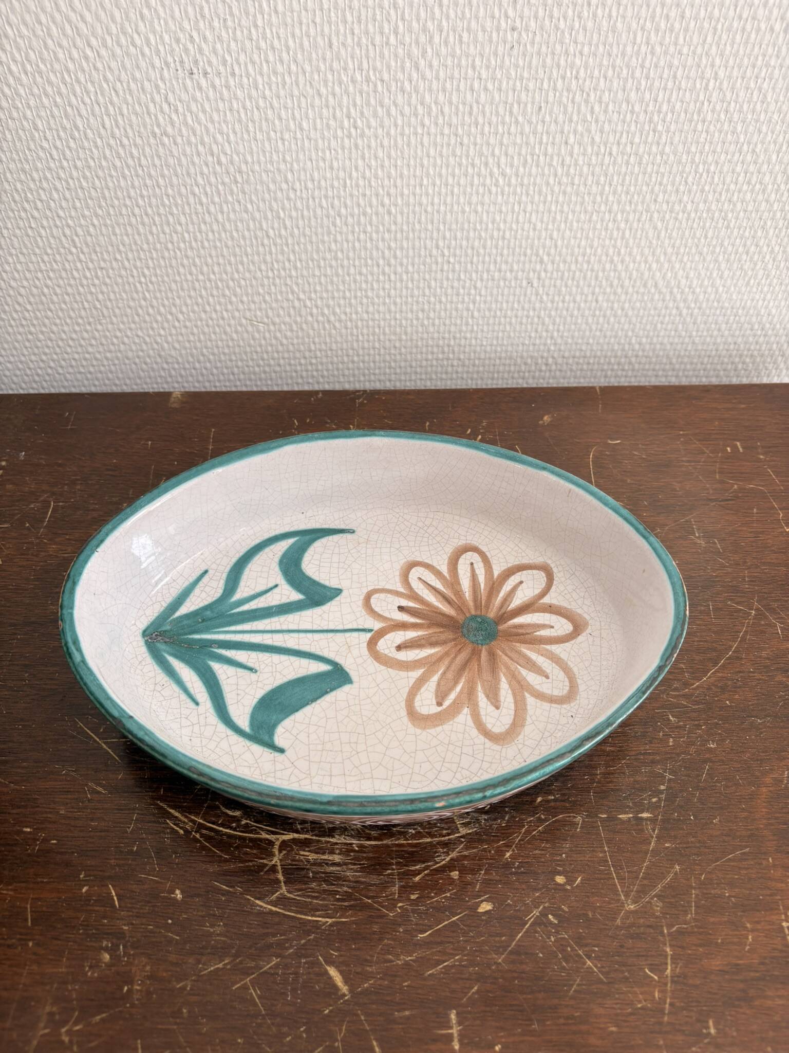 Oval Plate Daisy Ceramic Vallauris Robert Picault Vintage 50s