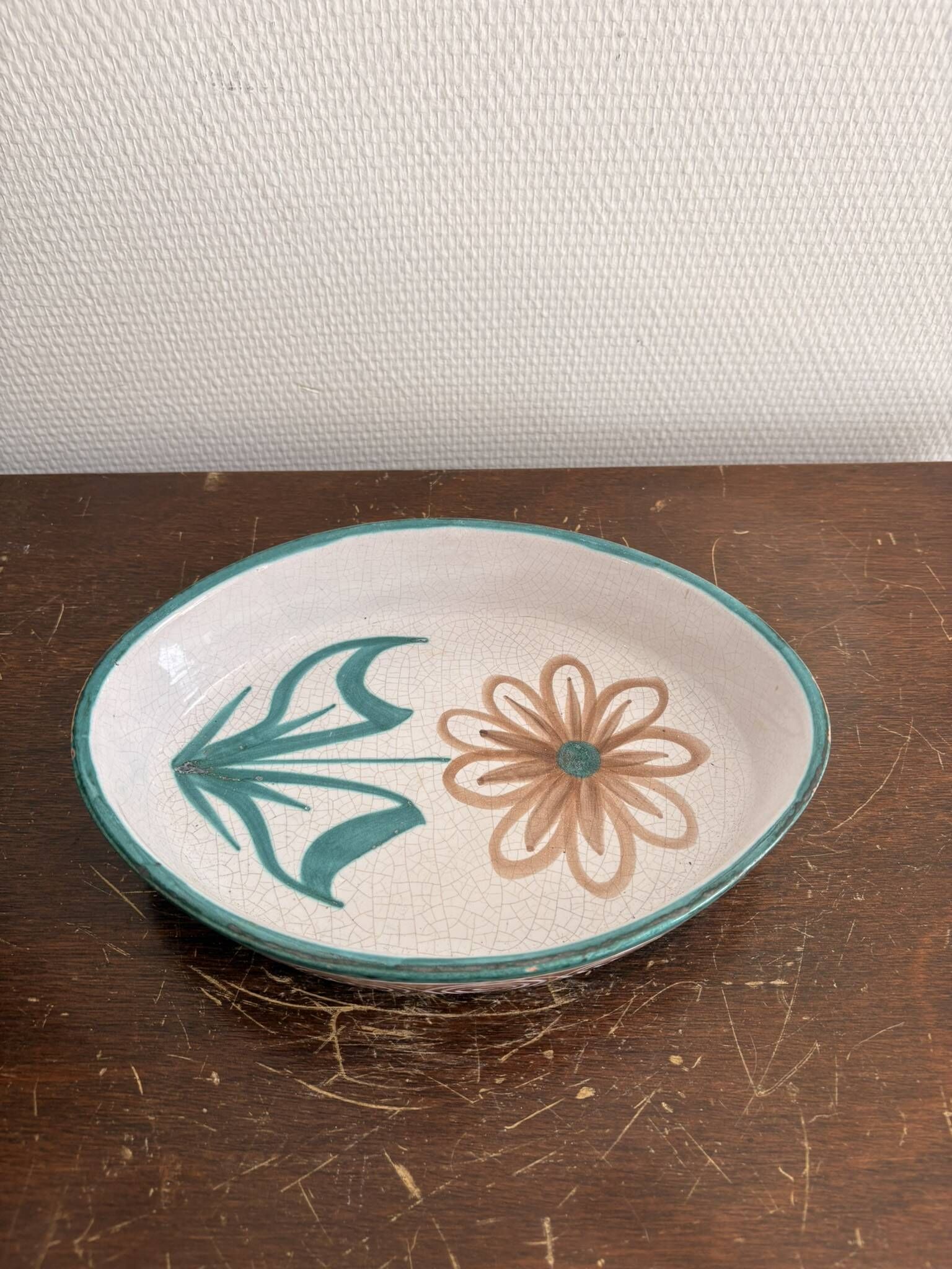 Plat Ovale Marguerite Céramique Vallauris Robert Picault Vintage 50's