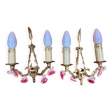 Pair of Louis XVI style wall lights, gilded bronze