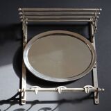 Antique Metal Train Coat Rack with Mirror French Luggage Rack